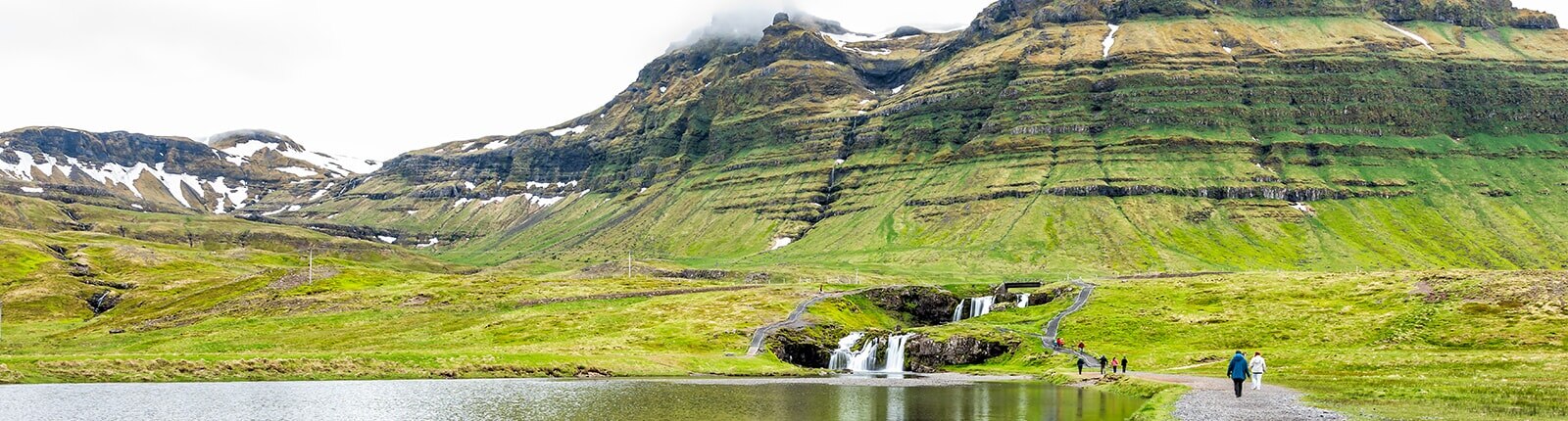 green mountains and icy caps of grundarfjordur, iceland