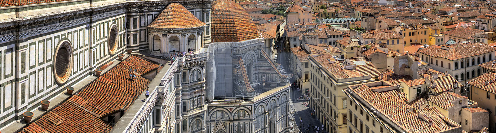 Looking down on the architecture of Florence, near Livorno, Italy