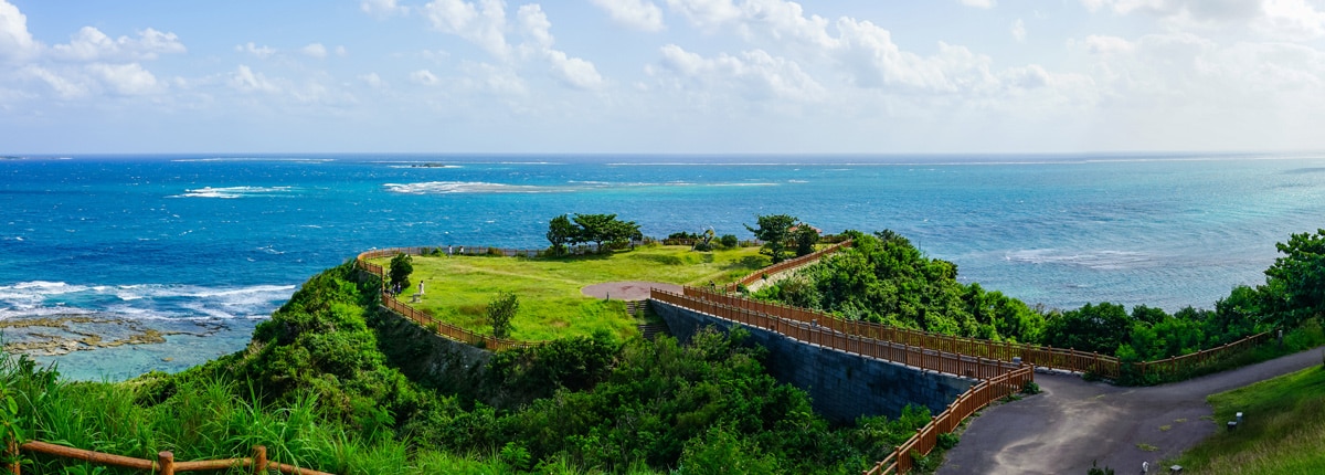 beautiful view of lush greenery at the cape chinen park in naha, okinawa