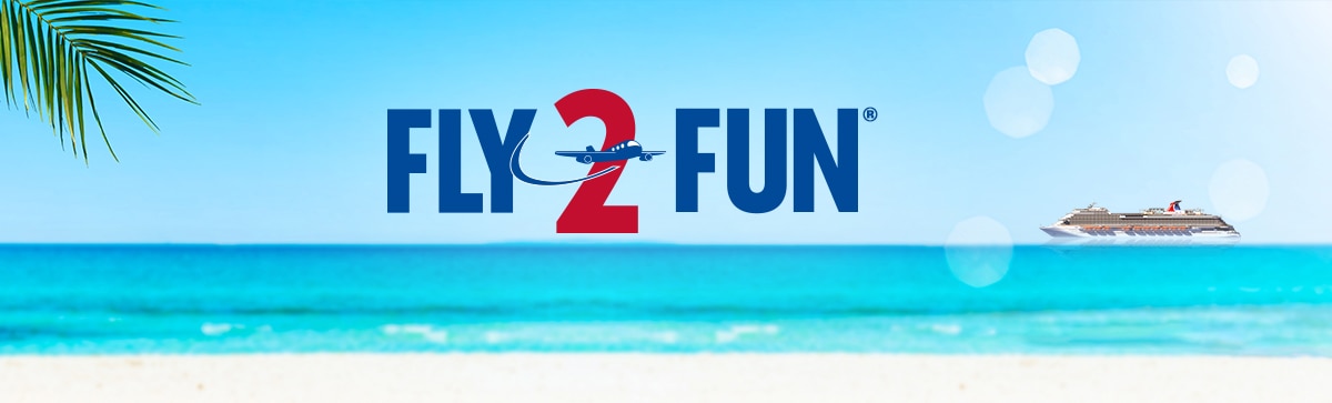 fly2fun program logo over the sky overlooking the ocean