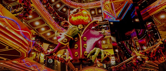 patch the pumpkin pirate in the atrium onboard a carnival cruise ship