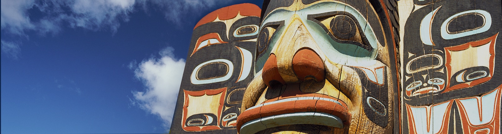 Native totem poles in Ketchikan Alaska