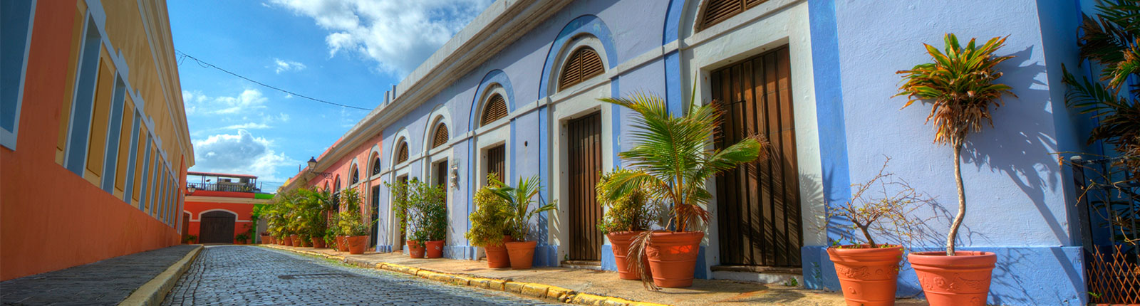 Street-level view in the heart of old town San Juan, Puerto Rico