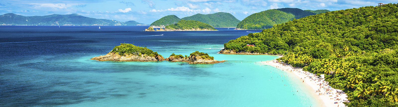 Aerial view of the beautiful coastline of St. Thomas, US Virgin Islands