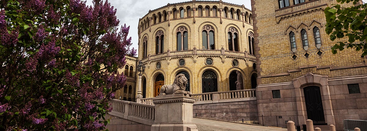 norwegian parliament building in oslo, norway