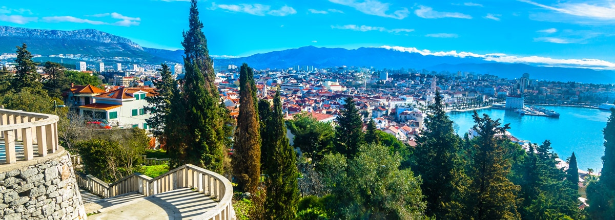 an aerial view at cityscape town of split croatia