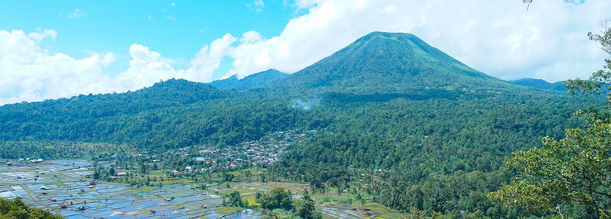 view of lokon mountain near bitung sulawesi indonesia