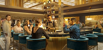 guests sitting around the bar enjoying a drink at the golden mermaid