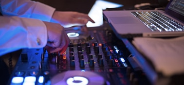 a dj using a turntable